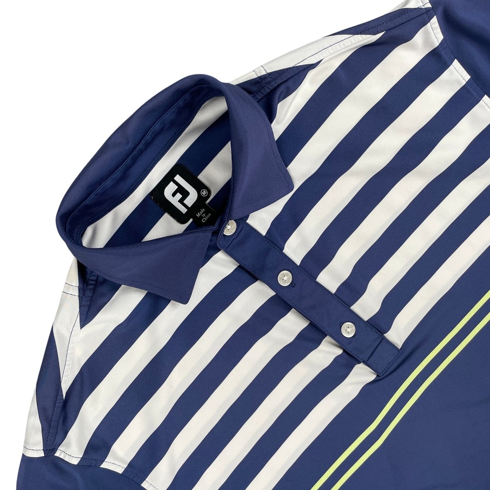 FootJoy Polo Shirt Mens XL Blue White PGA West Golf Performance Short Sleeve